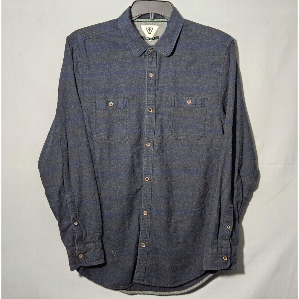 Vissla Flannel Shirt Button Down Mens XL Blue Gray Striped Surf Skate
